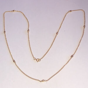 Vintage Gold Tone Station Chain Necklace